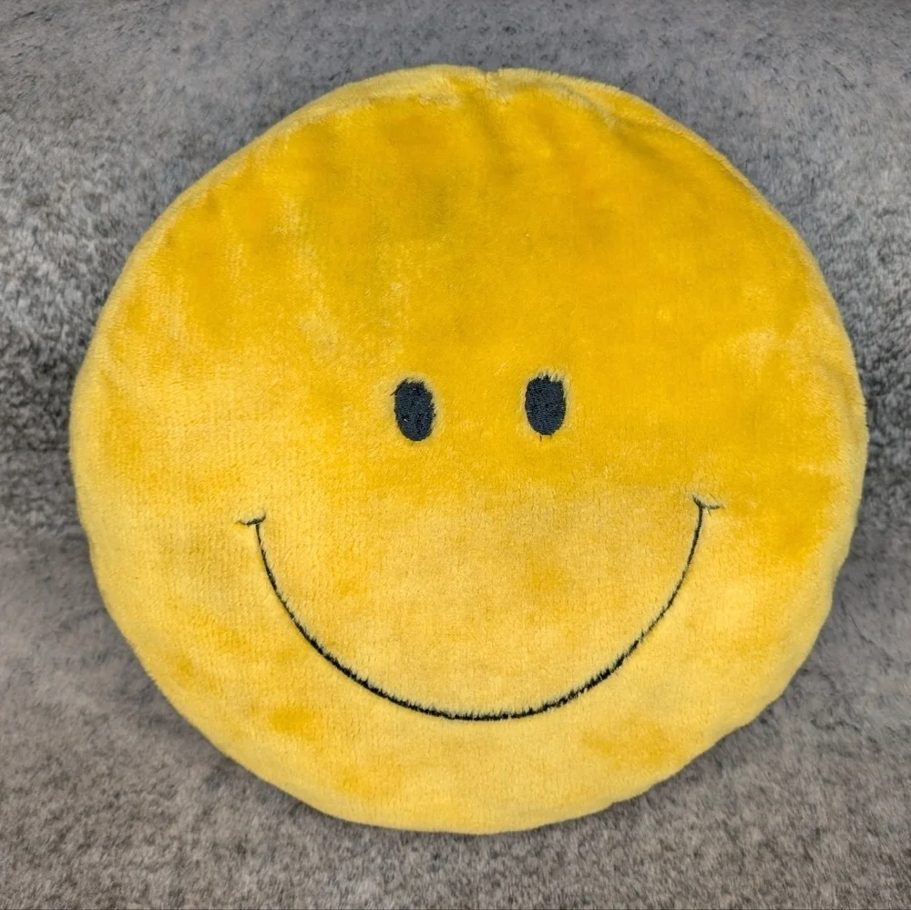 Vintage Yellow Smiley Face Plush Accent Pillows